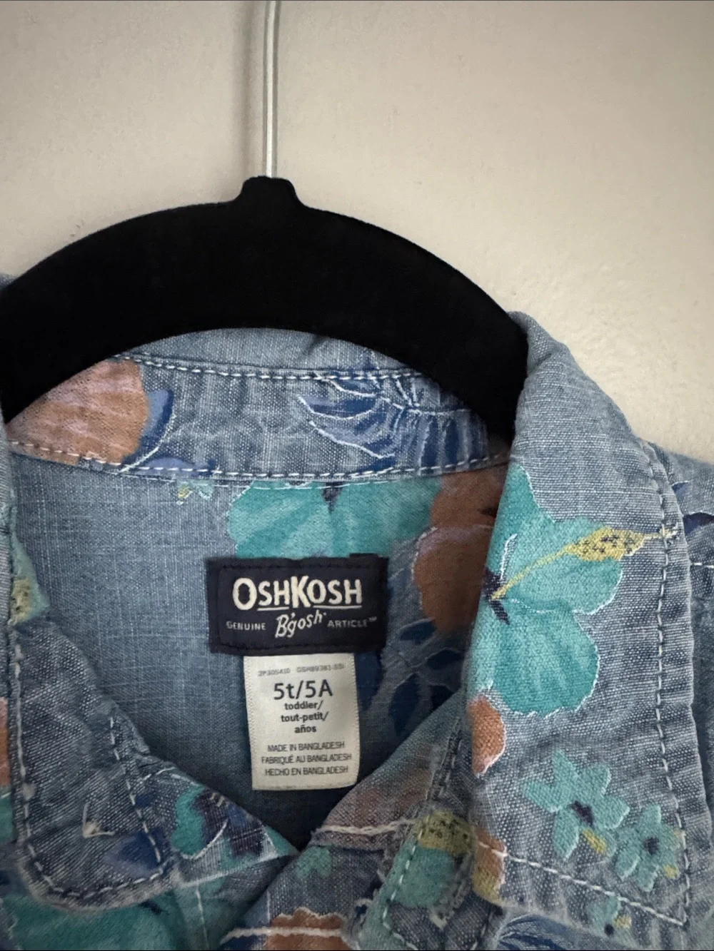 OshKosh B'gosh Blue Floral Short-Sleeve Button Down Shirt